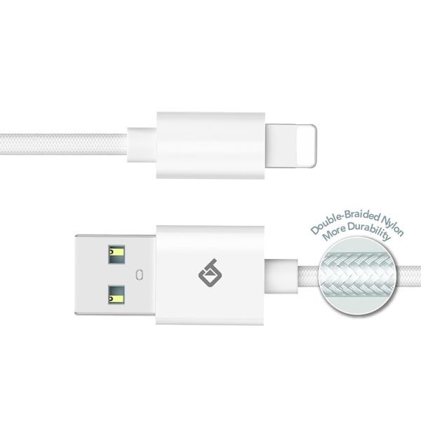 BLACKTECH Braided USB-A To Lightning Fast Charging Cable 100cm - White