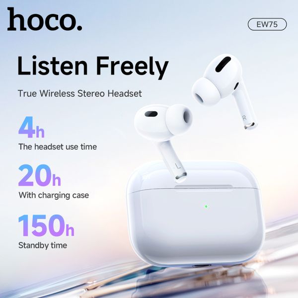 hoco. EW75 Physical Noise Cancelling True Wireless Earphones - White