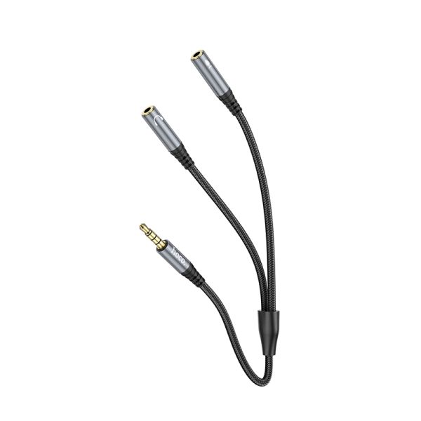hoco. UPA21 2-in-1 3.5 headset audio adapter cable(male to 2 female) - Black