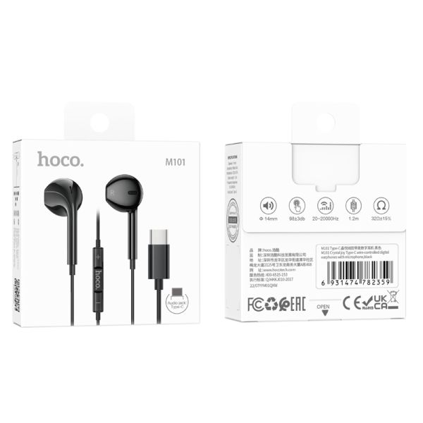 hoco. M101 Crystal USB-C Handsfree - Black