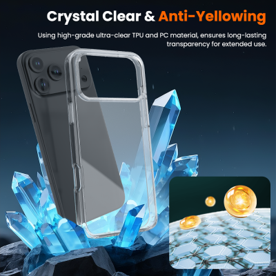 iPhone 17 Pro Max Dual Color Ultimake Shockproof Transparent Case Cover With Magnetic Ring