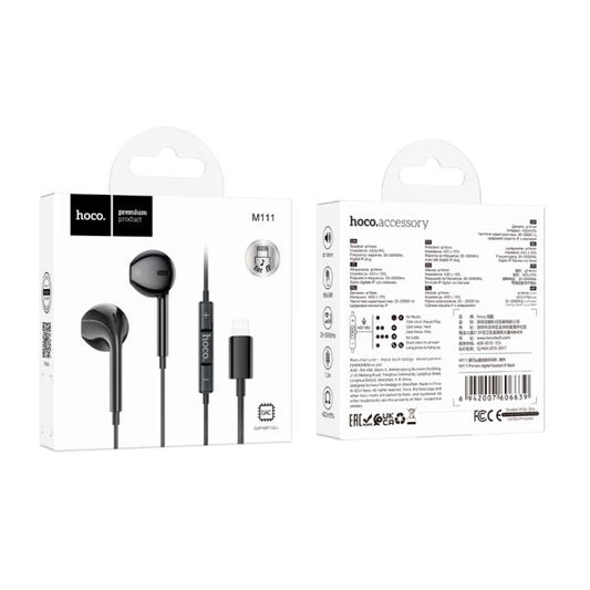 hoco. M111 Plug And Play Primero Digital Lightning Handsfree - Black