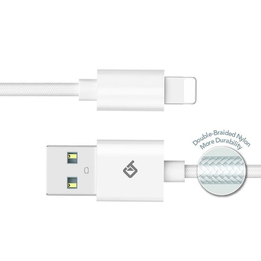 BLACKTECH Braided USB-A To Lightning Fast Charging Cable 100cm - White