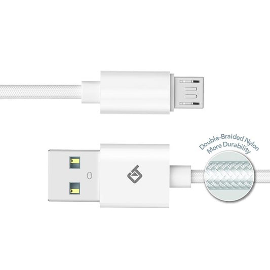 BLACKTECH Braided USB-A To MICRO-USB Fast Charging Cable 100cm - White