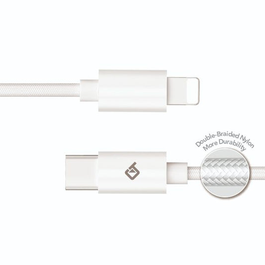 BLACKTECH Braided USB-C To Lightning PD Fast Charging Cable 30cm - White