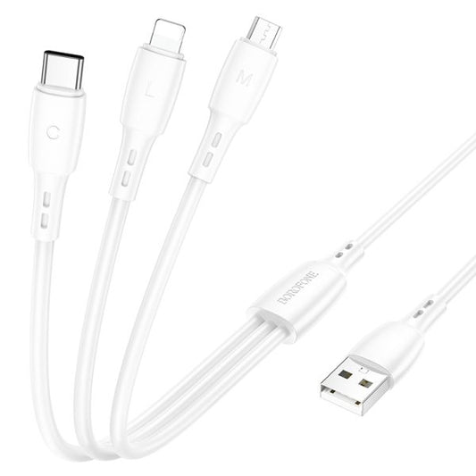 BOROFONE BX71 3-in-1 charging cable(iP+Micro+Type-C) - white