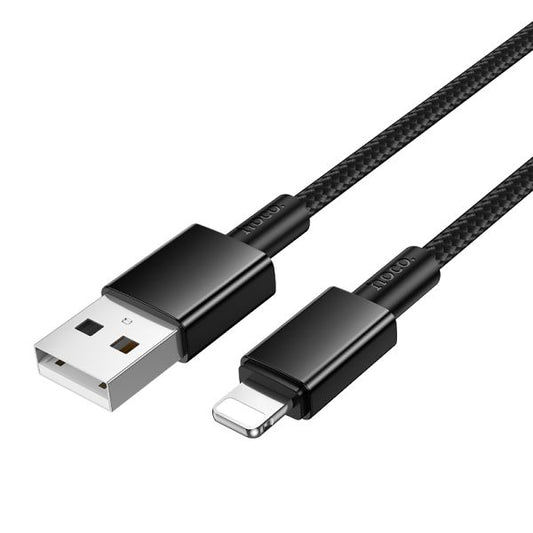 hoco. X119 USB-A to Lightning Braided Super Tough Cable 100cm - Black