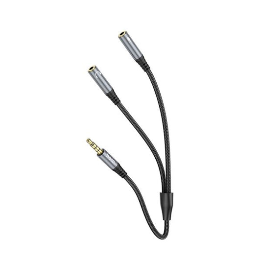 hoco. UPA21 2-in-1 3.5 headset audio adapter cable(male to 2 female) - Black