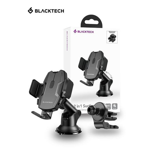 BLACKTECH BL-DCA2 2in1 Suction And Air Vent Clamp Car Holder - Black