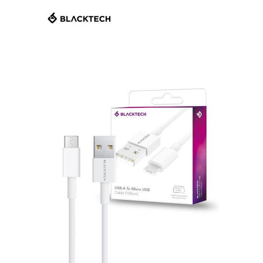 BLACKTECH USB-A To MICRO-USB Fast Charging Cable 30cm - White