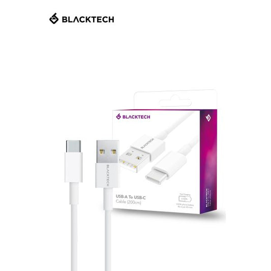 BLACKTECH USB-A To USB-C Fast Charging Cable 200cm - White