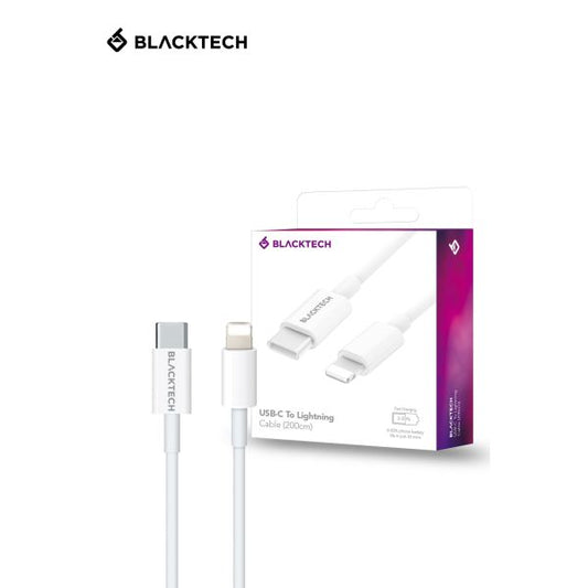 BLACKTECH USB-C To Lightning Fast Charging Cable 30cm - White