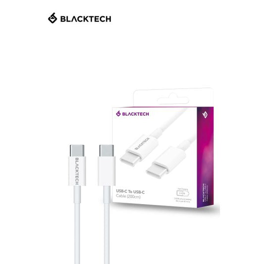 BLACKTECH USB-C To USB-C 65W Fast Charging Cable 30cm - White