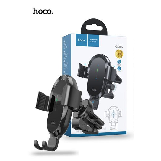 hoco. CA105 15W Three Axis Linkage Wireless Charger Air Vent Car Holder - Black