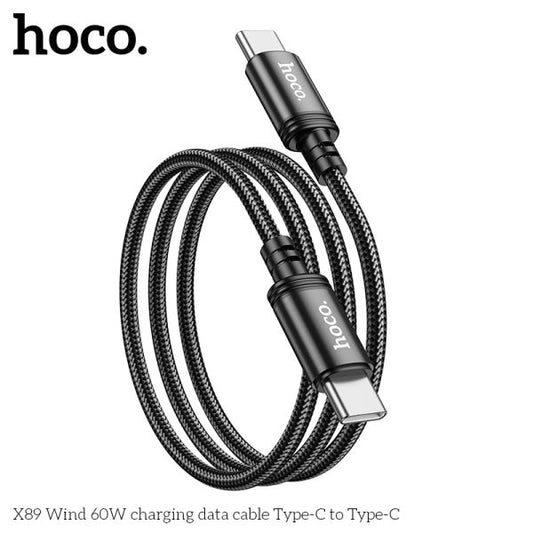 hoco. X89 USB-C to USB-C Braided Super Tough Cable 100cm - Black