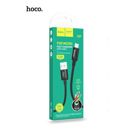 hoco. X89 USB-A to Micro-USB Braided Super Tough Cable 100cm - Black