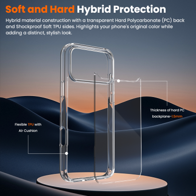 iPhone 17 Pro Max Ice-transparent Anti-fall Case Cover